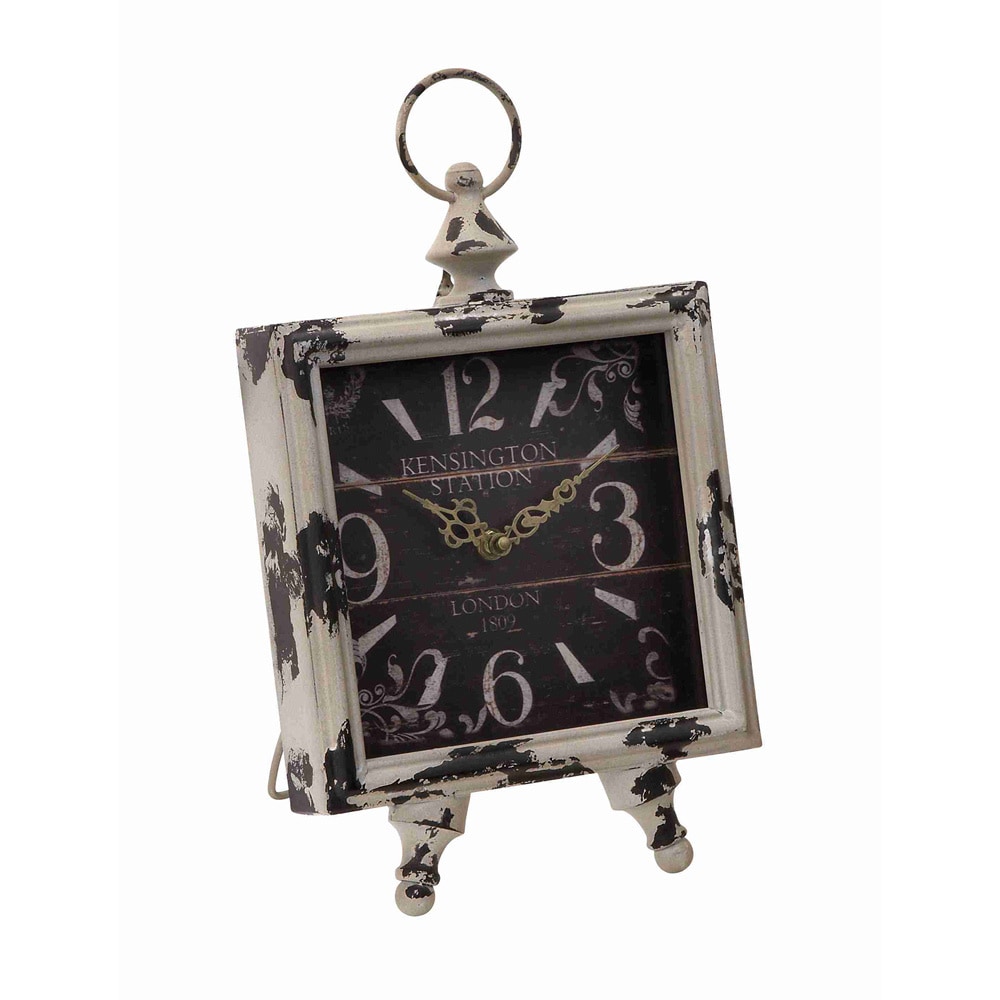 Black/ White Antique Square Clock (Antique white/blackMaterial MetalQuantity One (1)Setting IndoorDimensions 14 inches high x 8 inches wide x 7 inches deep MetalQuantity One (1)Setting IndoorDimensions 14 inches high x 8 inches wide x 7 inches deep)