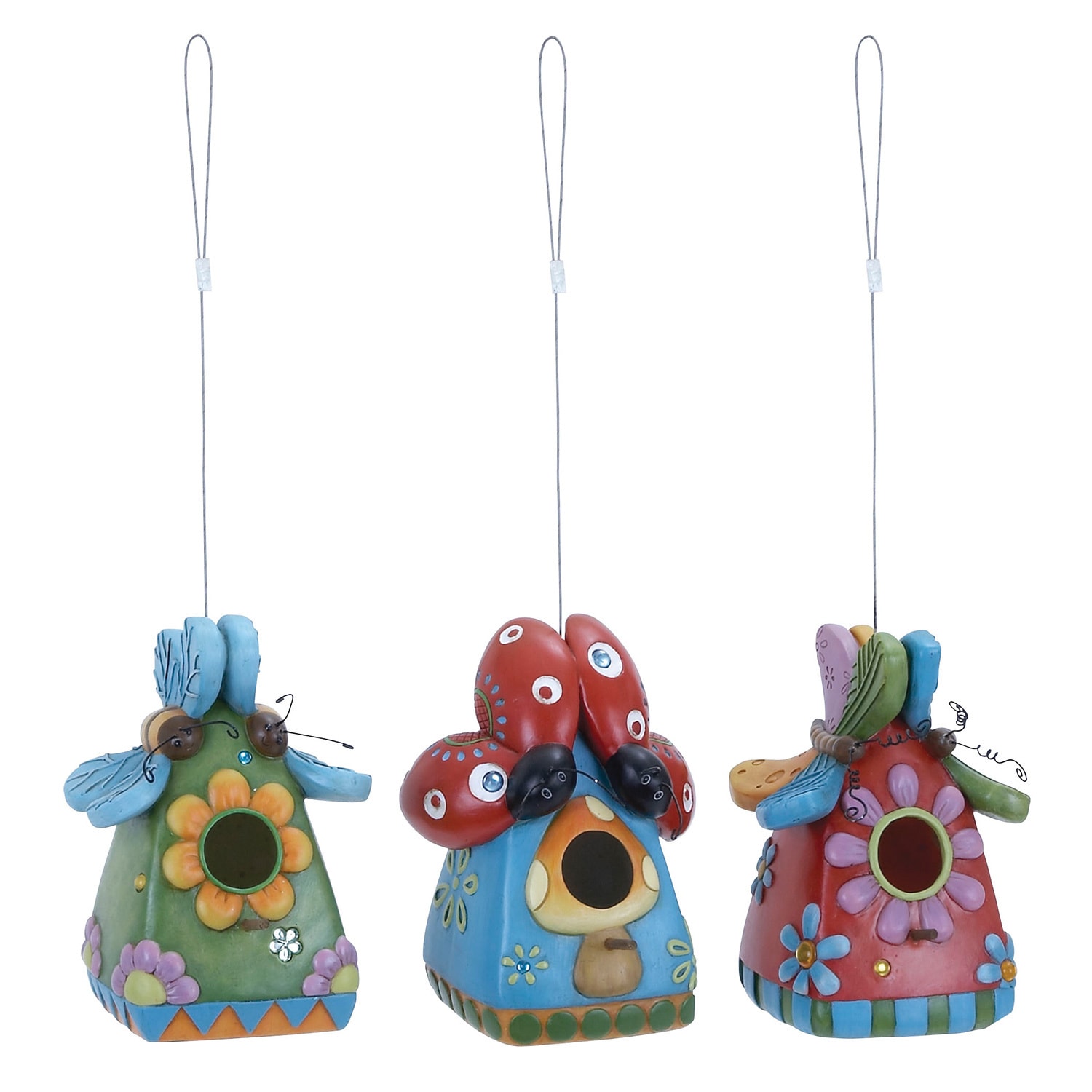 Fiber Glass Bug Birdhouse Set Of 3