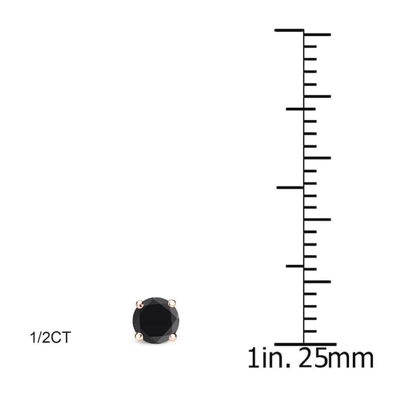 Auriya 14k Rose Gold 1/2 to 4ctw Round Black Diamond Stud Earrings
