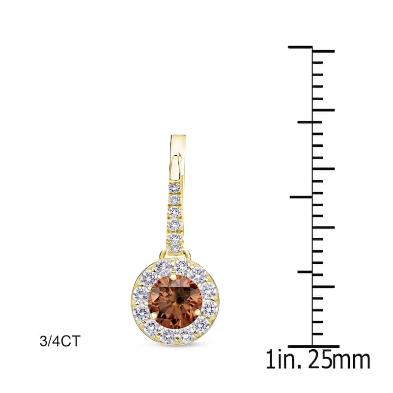 Auriya 1/2ct to 2ct TW Brown Diamond Halo Dangle Earrings 14k Yellow Gold