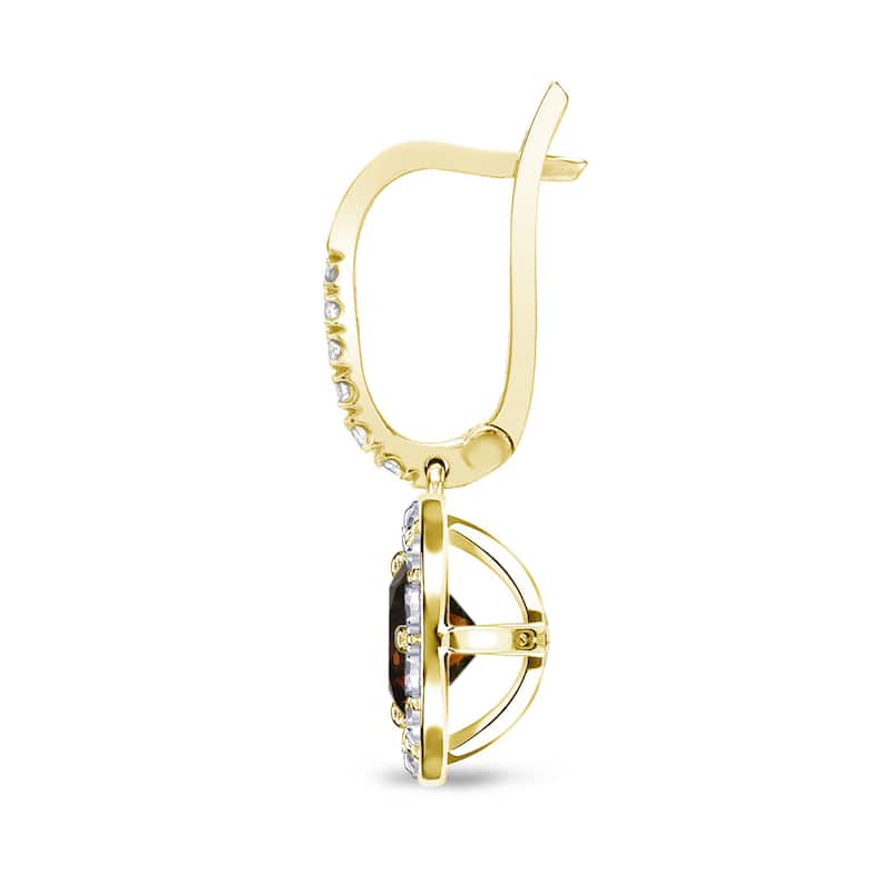 Auriya 1/2ct to 2ct TW Brown Diamond Halo Dangle Earrings 14k Yellow Gold