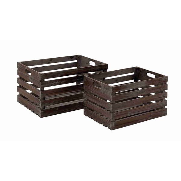 Shop Wood Wine Crates (Set of 2) Free Shipping Today