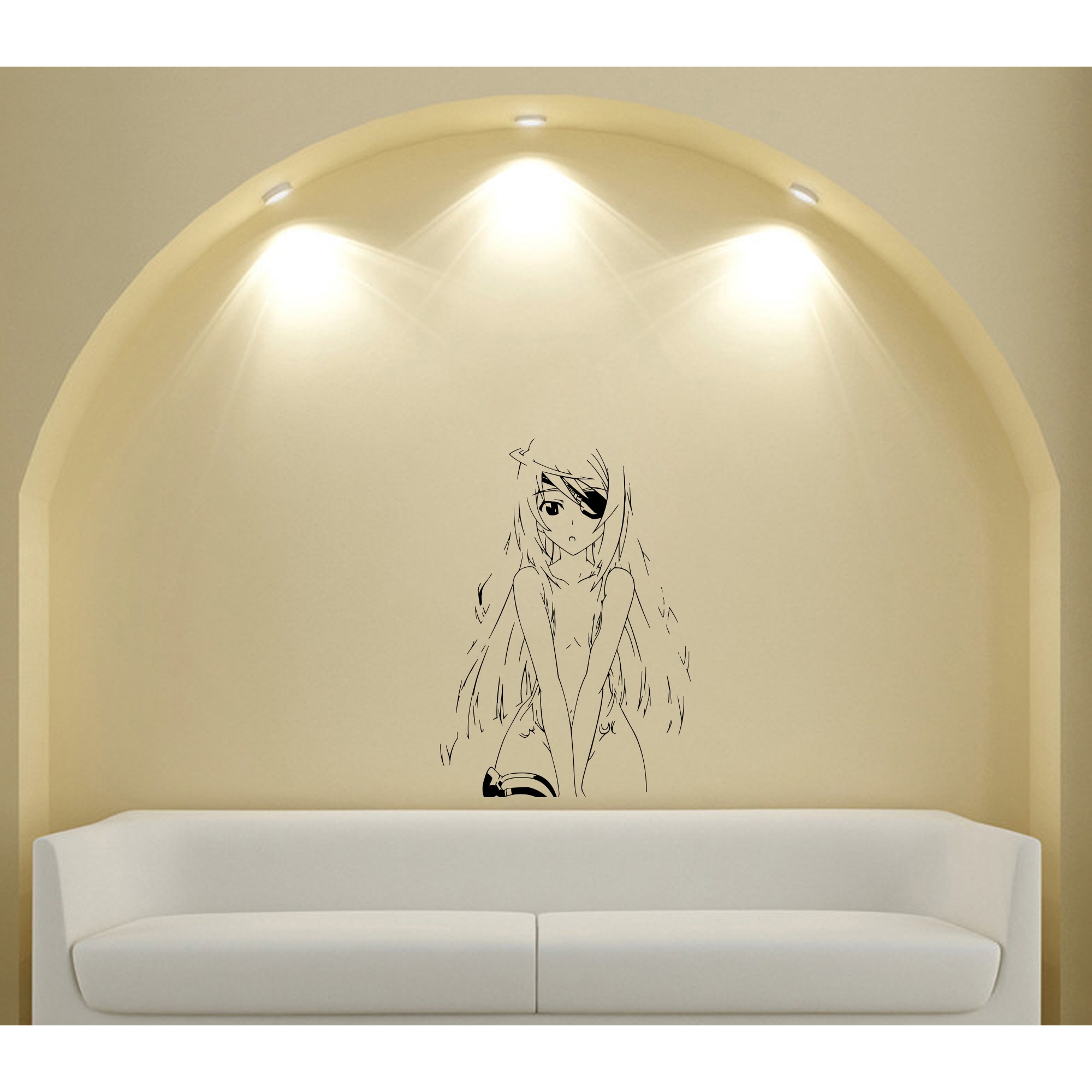 Japanese Manga Closed Eyes Girl Vinyl Decal Sticker (Glossy blackEasy to apply, instructions includedDimensions 25 inches wide x 35 inches long )