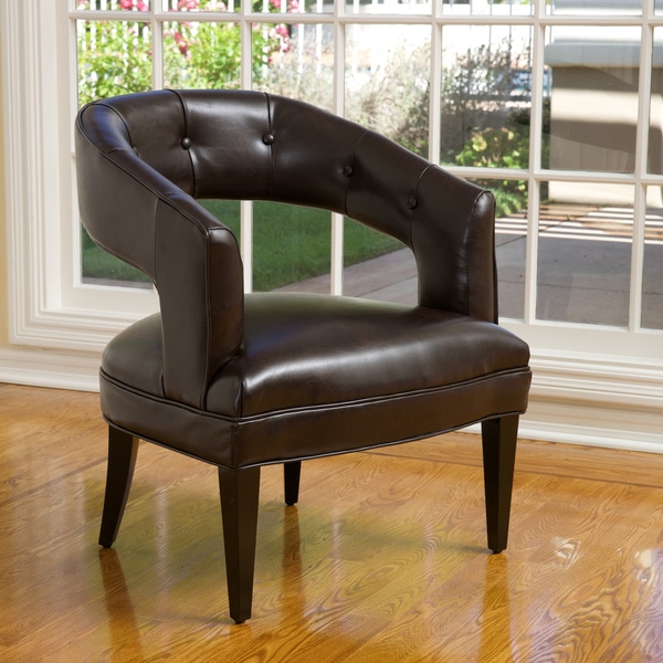 Shop Christopher Knight Home Simone Brown Leather Accent Chair
