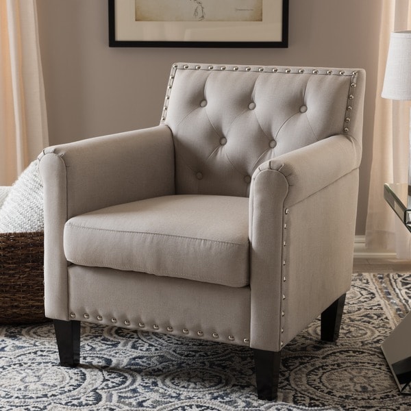 Baxton Studio 'Thalassa' Beige Linen-like Fabric Modern Arm Chair