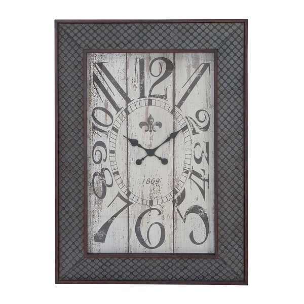 Metal/ Wood Mesh Pattern Wall Clock Free Shipping Today Overstock