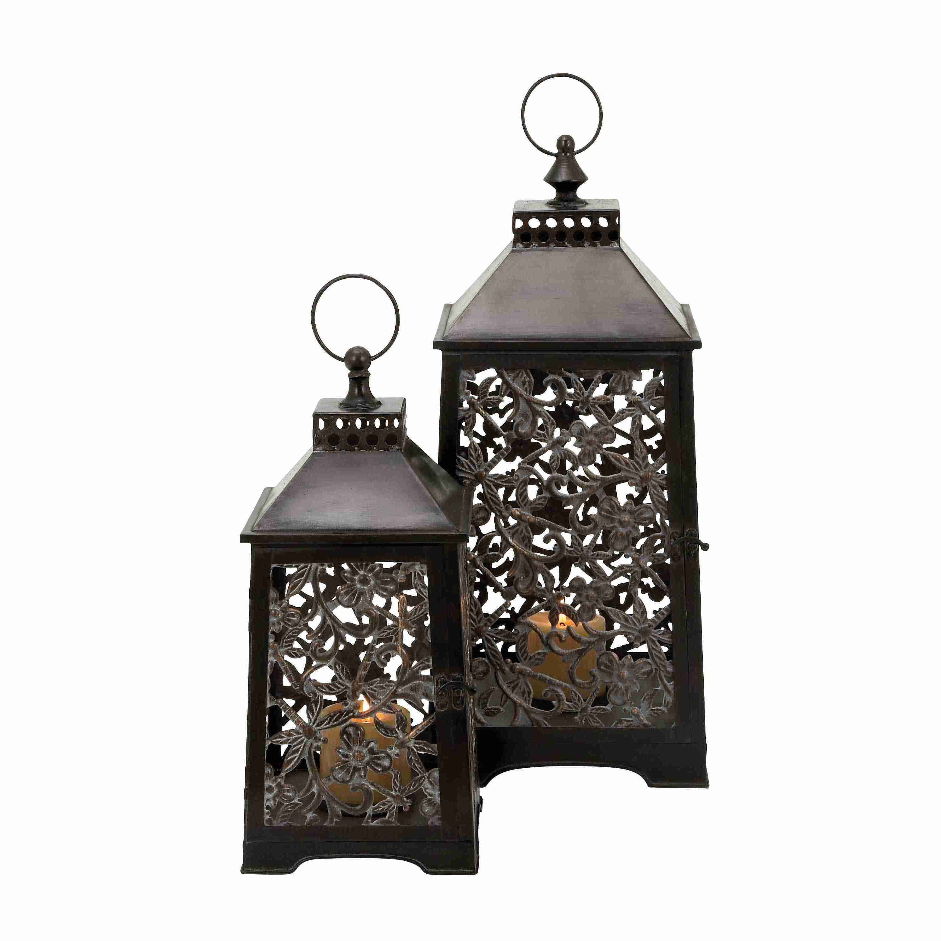 Antique Brass Lanterns (set Of 2)