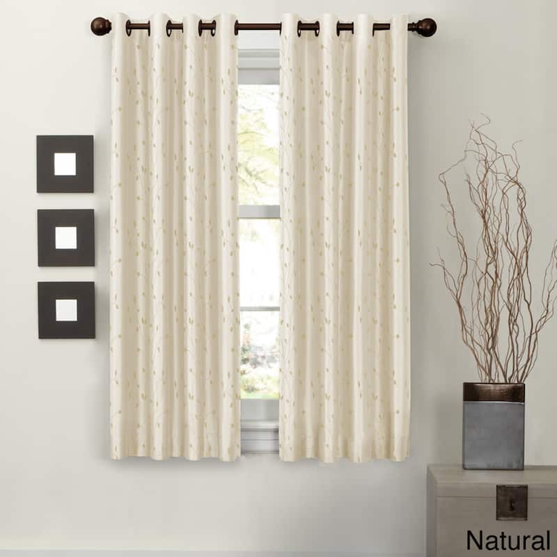Maytex Jardin Faux Embroidered 63-inch Blackout Curtain Panel - 54 x 63 - Natural - Blackout