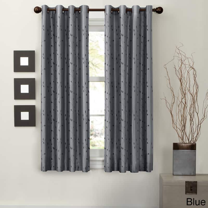 Maytex Jardin Faux Embroidered 63-inch Blackout Curtain Panel - 54 x 63 - Blue - Blackout