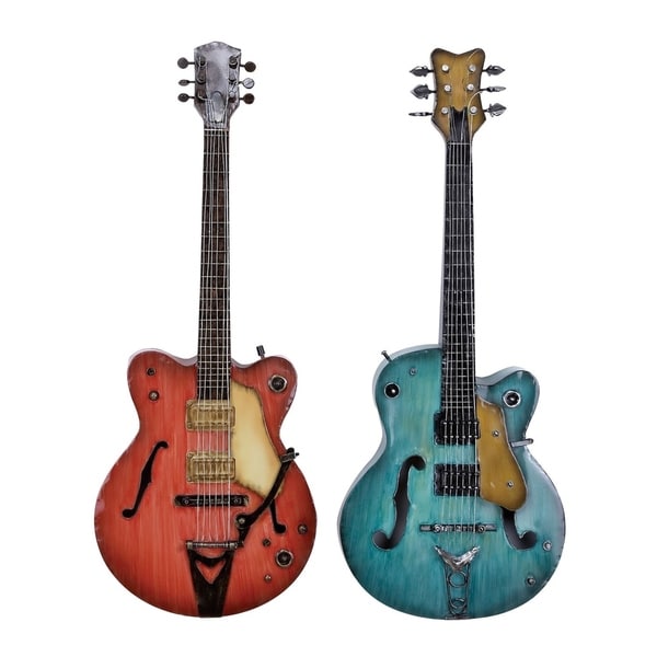Two Assorted Metal Guitar Wall Decor