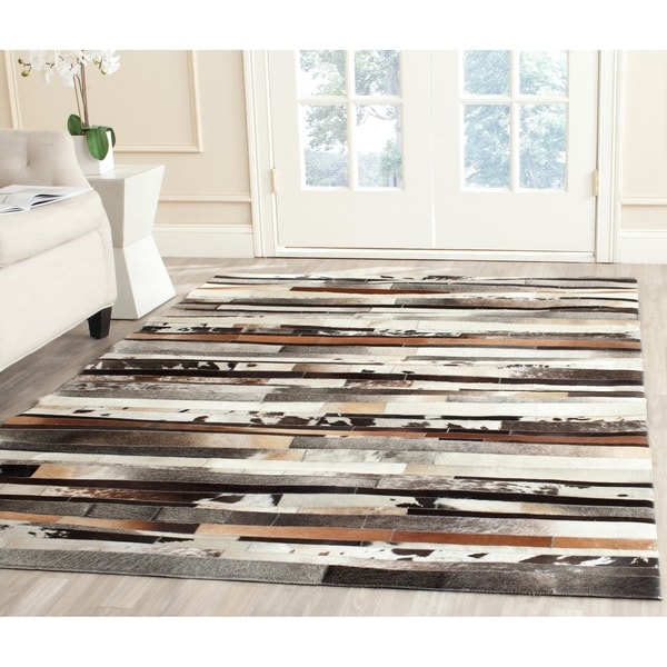 Safavieh Hand-woven Studio Leather Modern Abstract Ivory/ Brown Rug - 8' x 10'