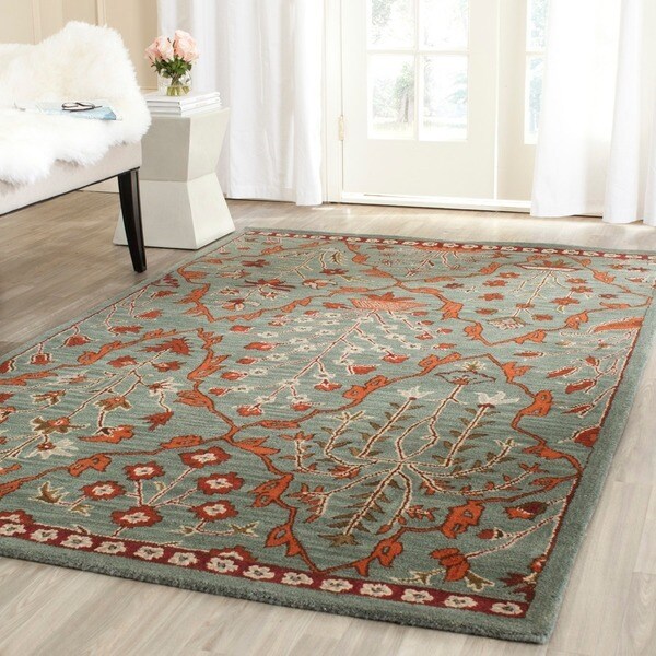 Safavieh Handmade Wyndham Blue/ Rust Wool Rug (5' x 8')