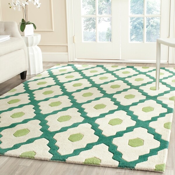 Safavieh Handmade Moroccan Chatham Ivory/ Teal Wool Rug - 8' x 10'