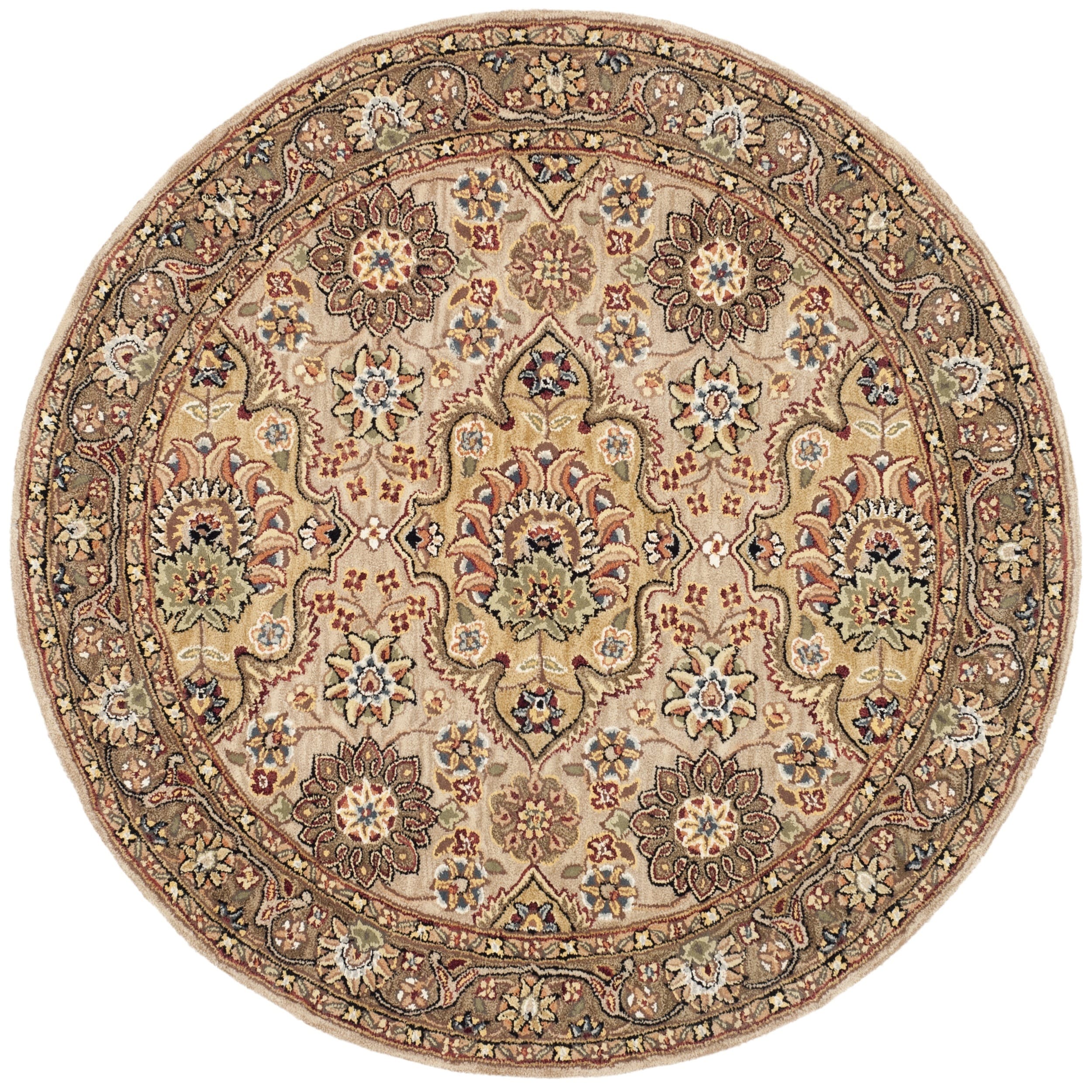 Safavieh Handmade Persian Court Ivory/ Taupe Wool/ Silk Rug (4 Round)