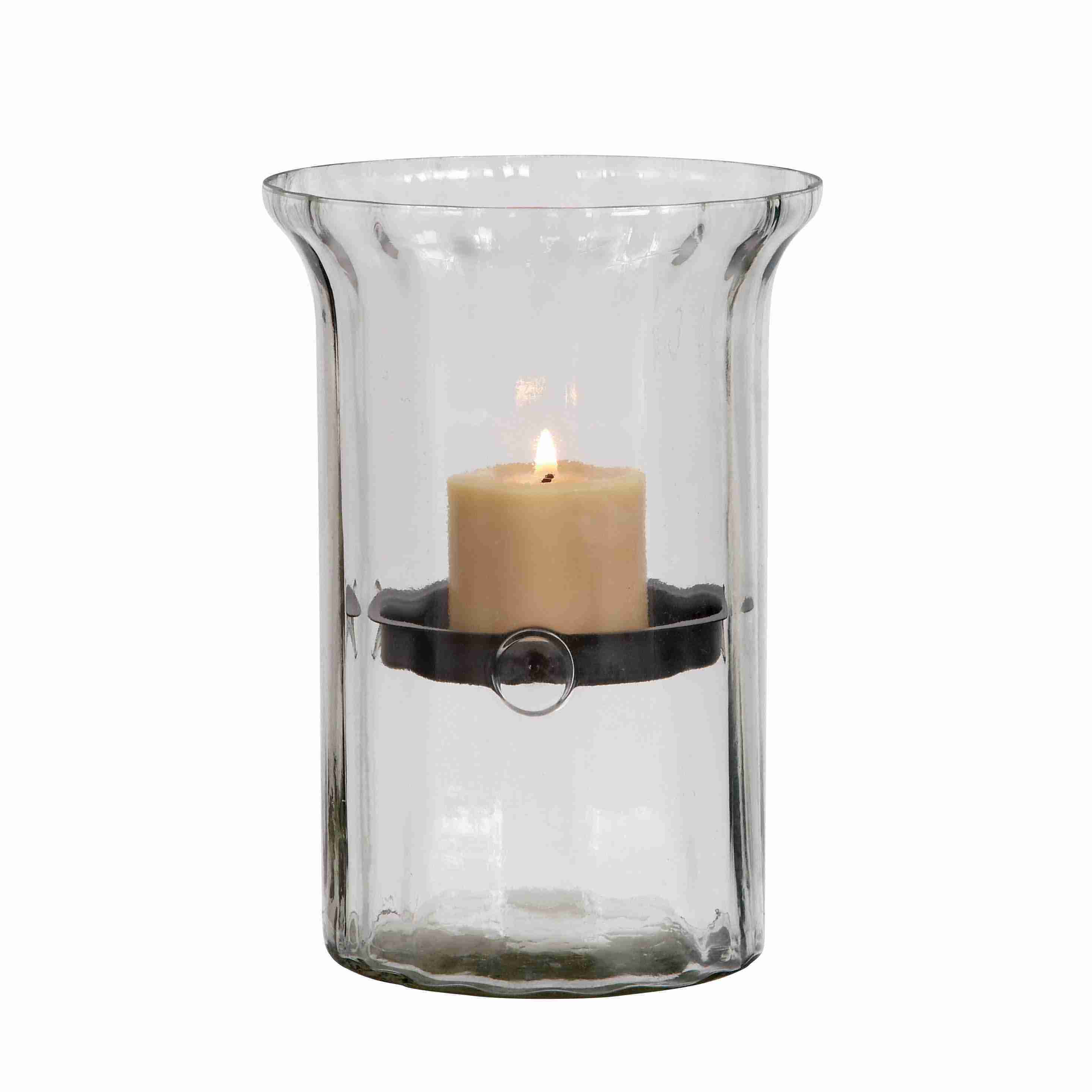 Metal Candle Holder With Clear Glass Case