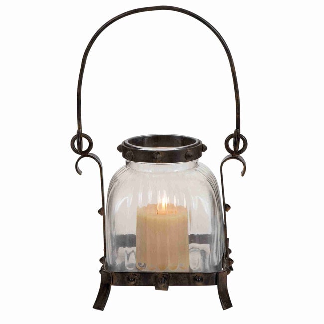 Rustic And Antique Design Metal Glass Lantern