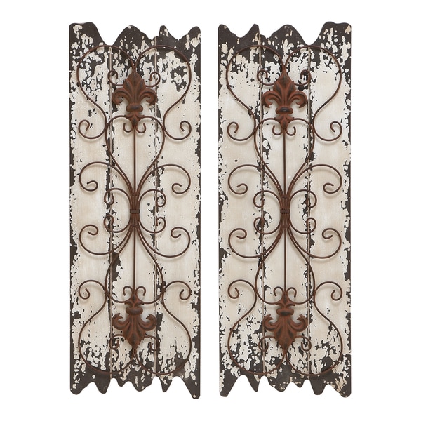 Wood and Metal Wall Decor Panel Set of 2  Free Shipping 