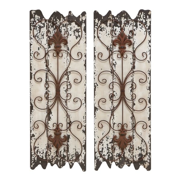 Wood And Metal Wall Decor Panel Set Of 2 8632301 Wood And Metal Wall Decor Panel
