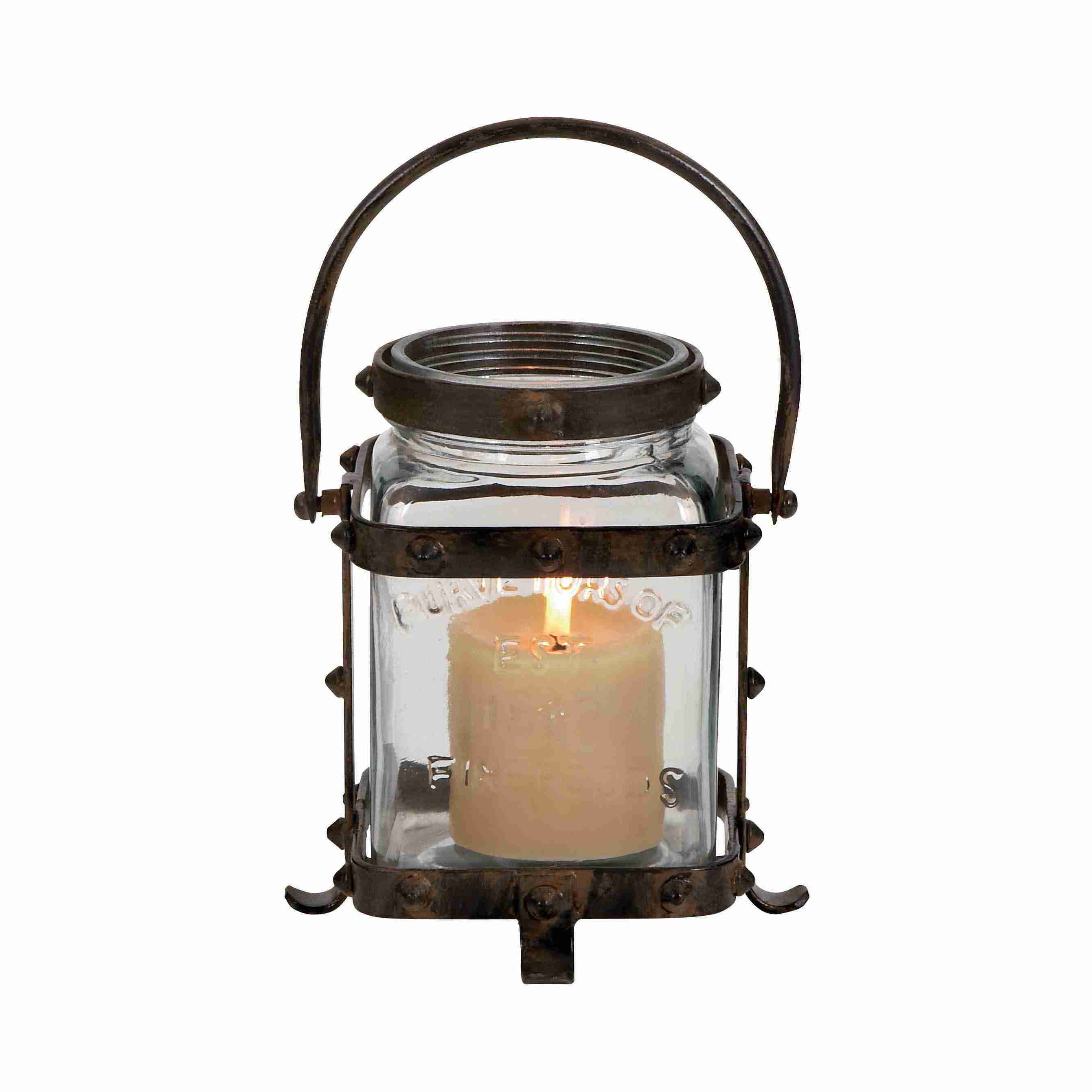 Unique Metal Glass Lantern With Lettered Inscriptions