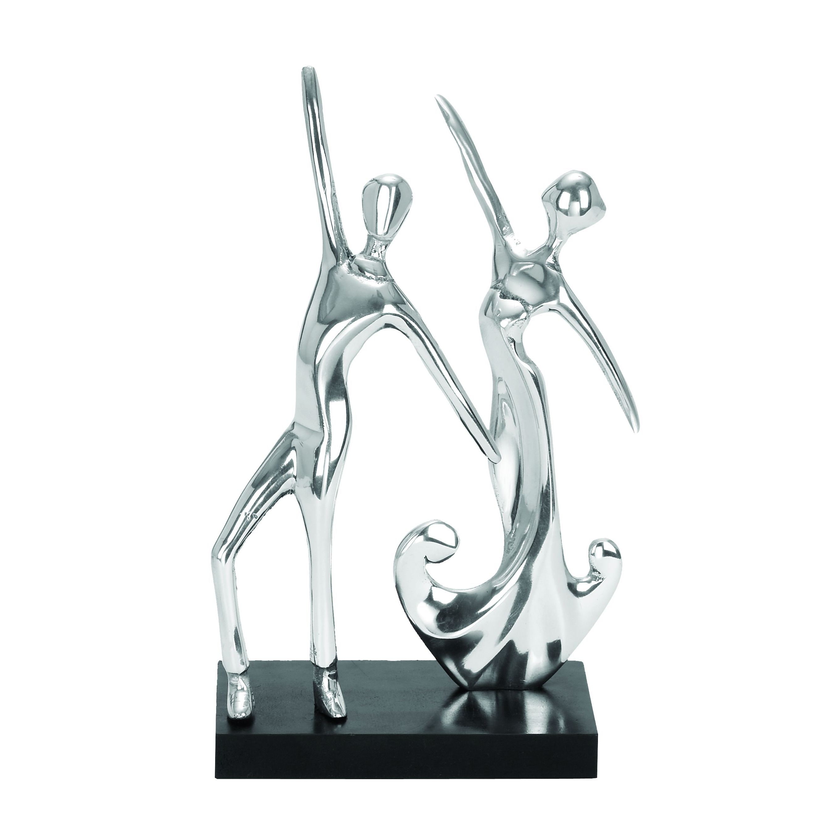 Aluminum On Black Dancing Couple Sculpture