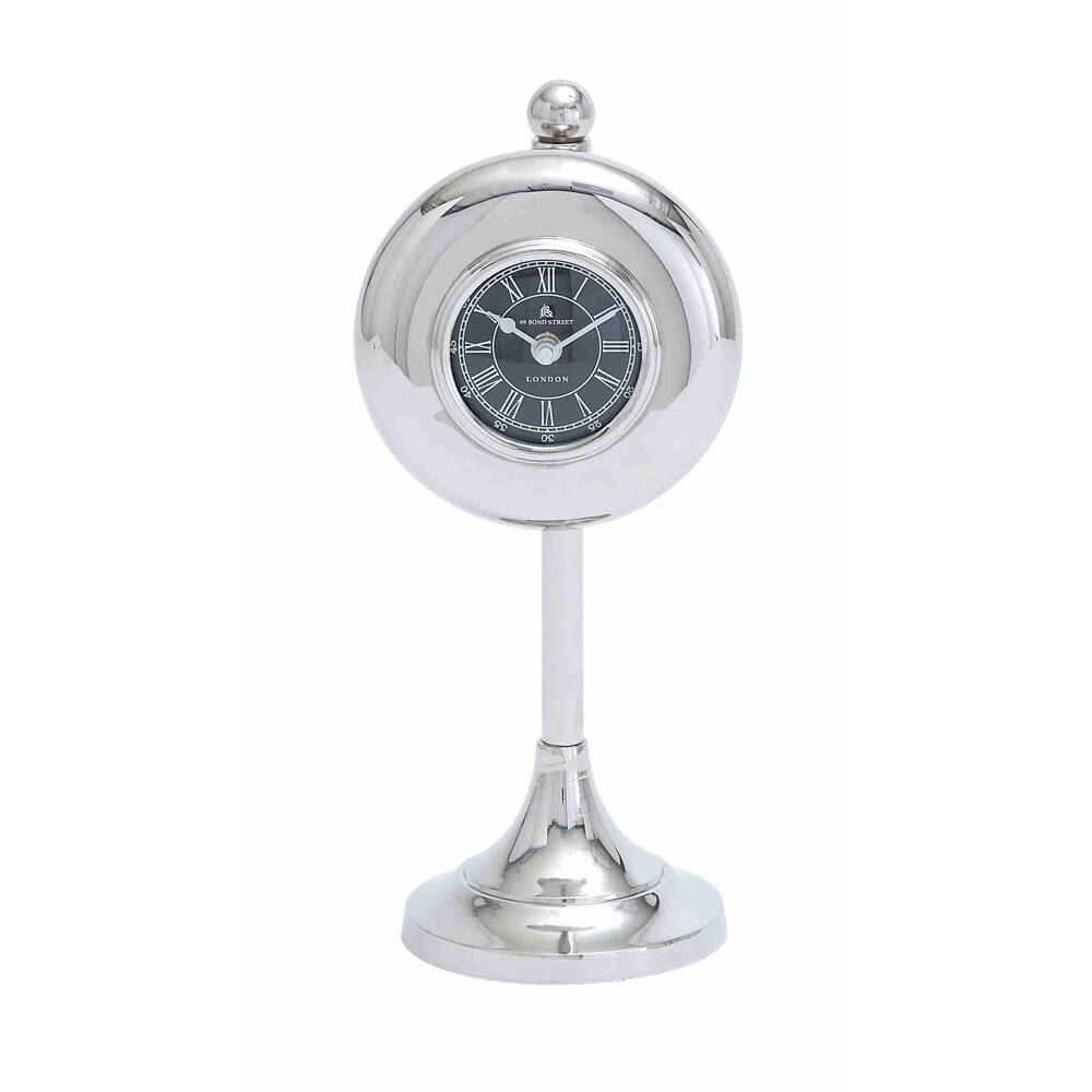 Round Standing Silver Table Clock