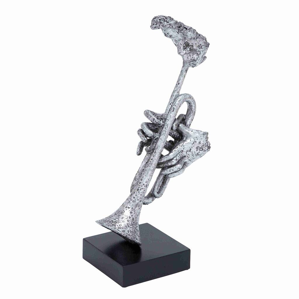 Silver Trumpet Musician Statue