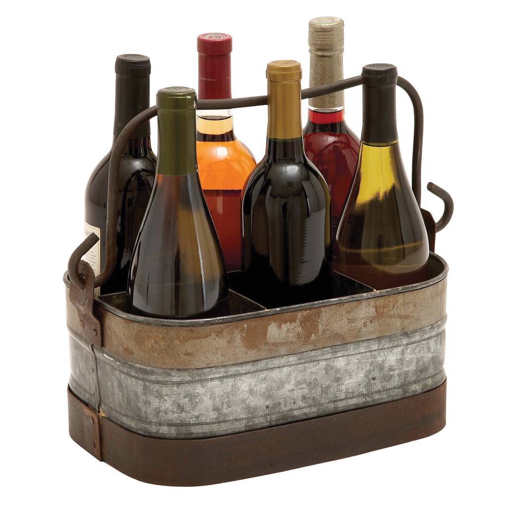 Galvanized Six-compartment Wine Holder