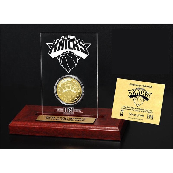 New York Knicks 24k Gold Coin Etched Acrylic Highland Mint Basketball