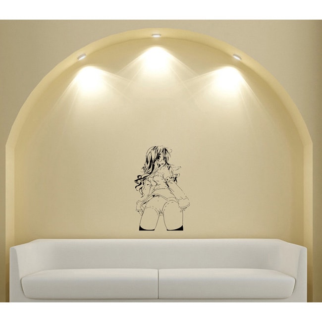 Japanese Manga Girl Clothing Swimsuit Vinyl Wall Sticker (Glossy blackEasy to applyInstructions includedDimensions 25 inches wide x 35 inches long )