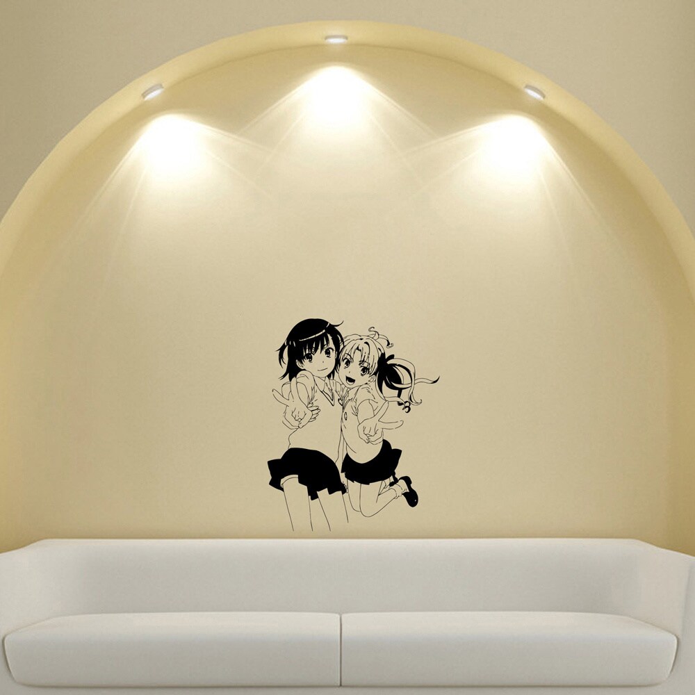 Japanese Manga Girls Skirts Vinyl Wall Sticker (Glossy blackEasy to applyInstructions includedDimensions 25 inches wide x 35 inches long )