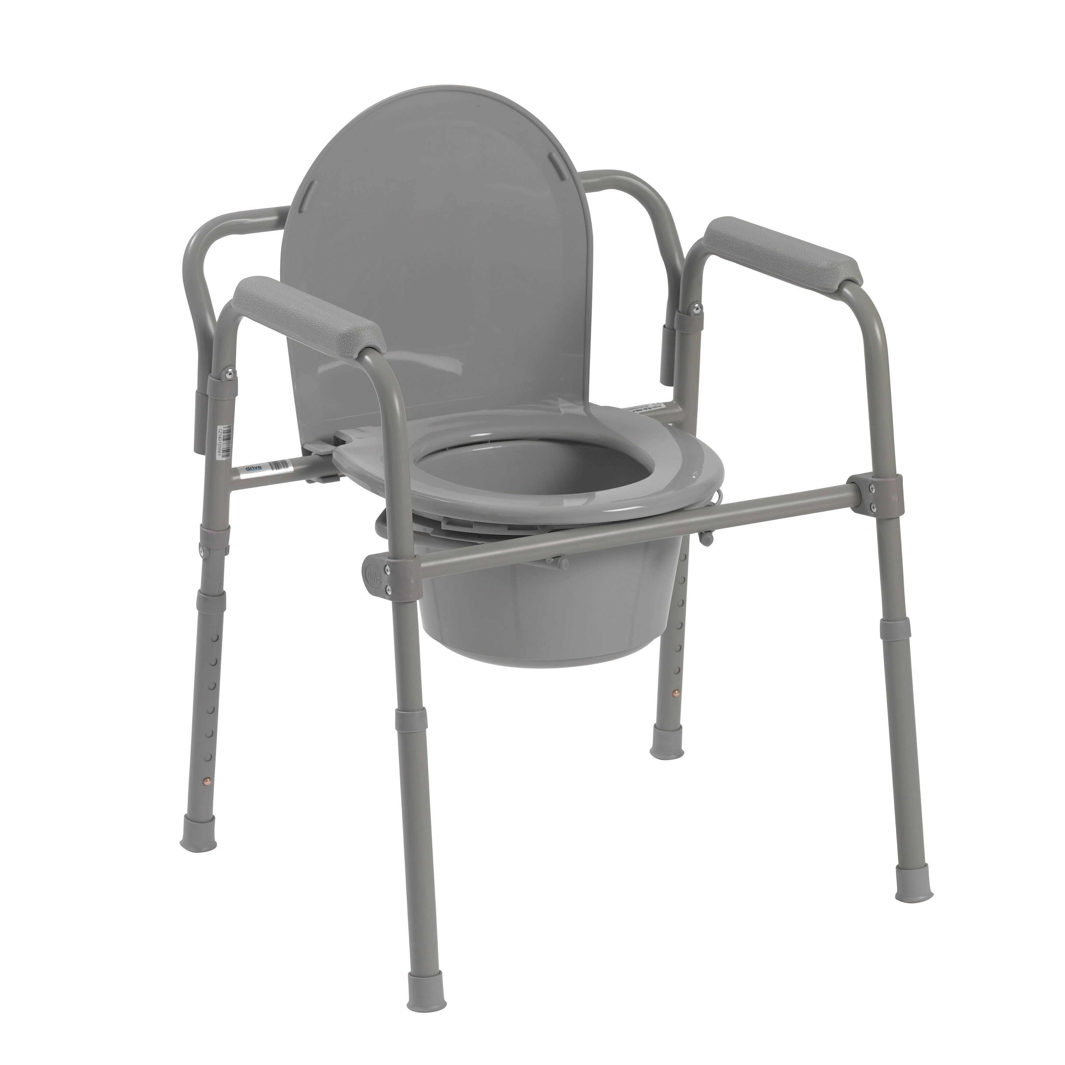 Drive Medical Steel Folding Bedside Commode - Grey - N/A