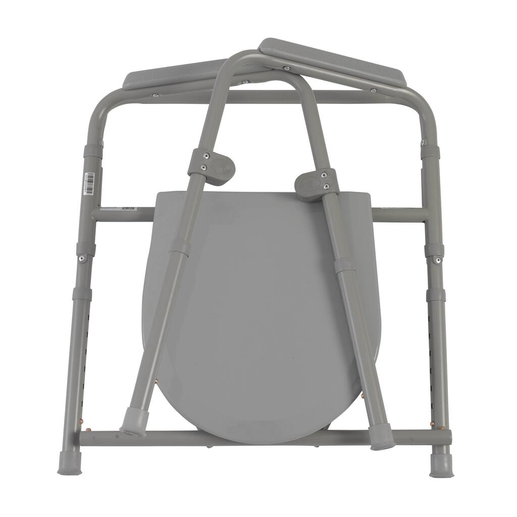 Drive Medical Steel Folding Bedside Commode - Grey - N/A