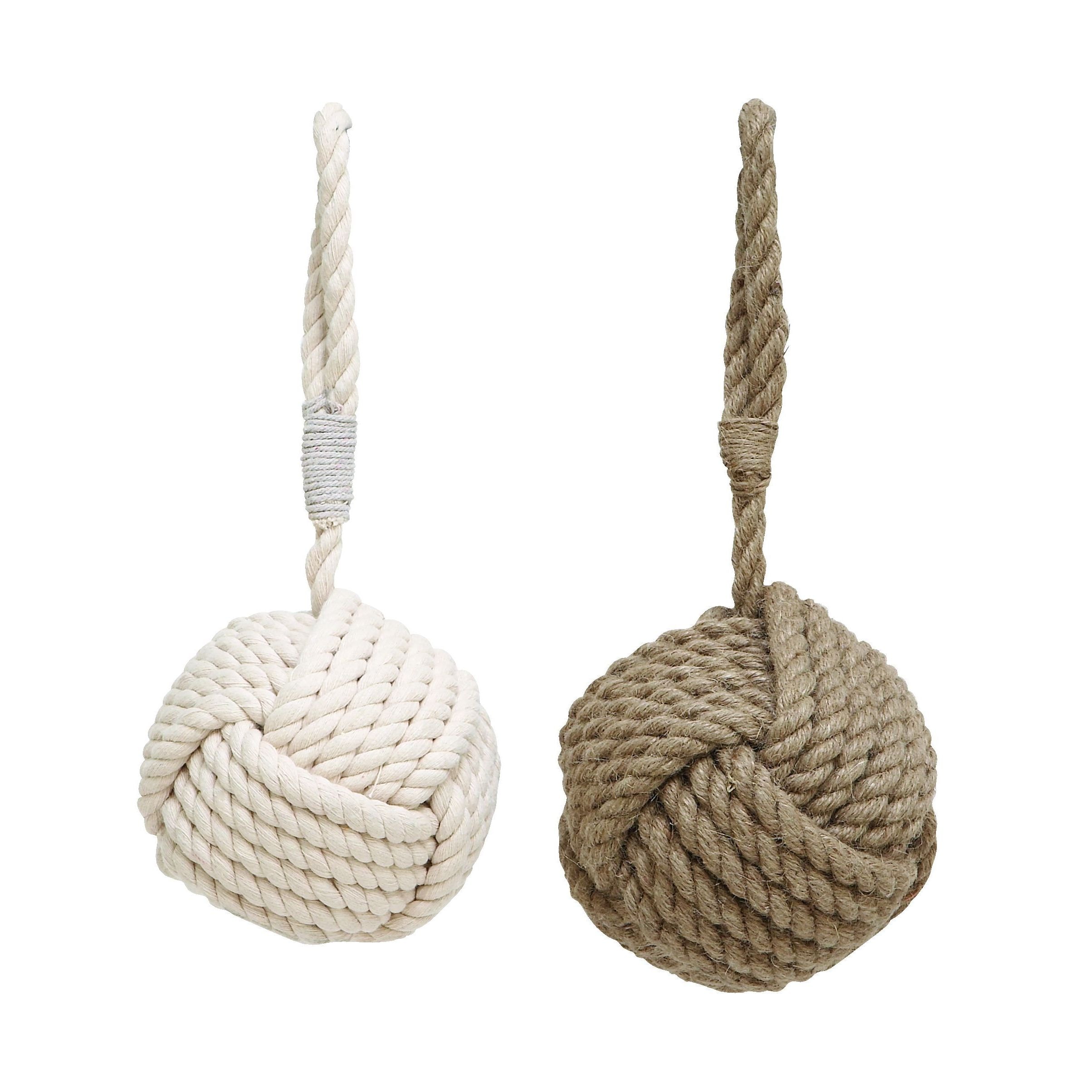 Assorted Beige And Pearl White Rope Doorstops (set Of 2)