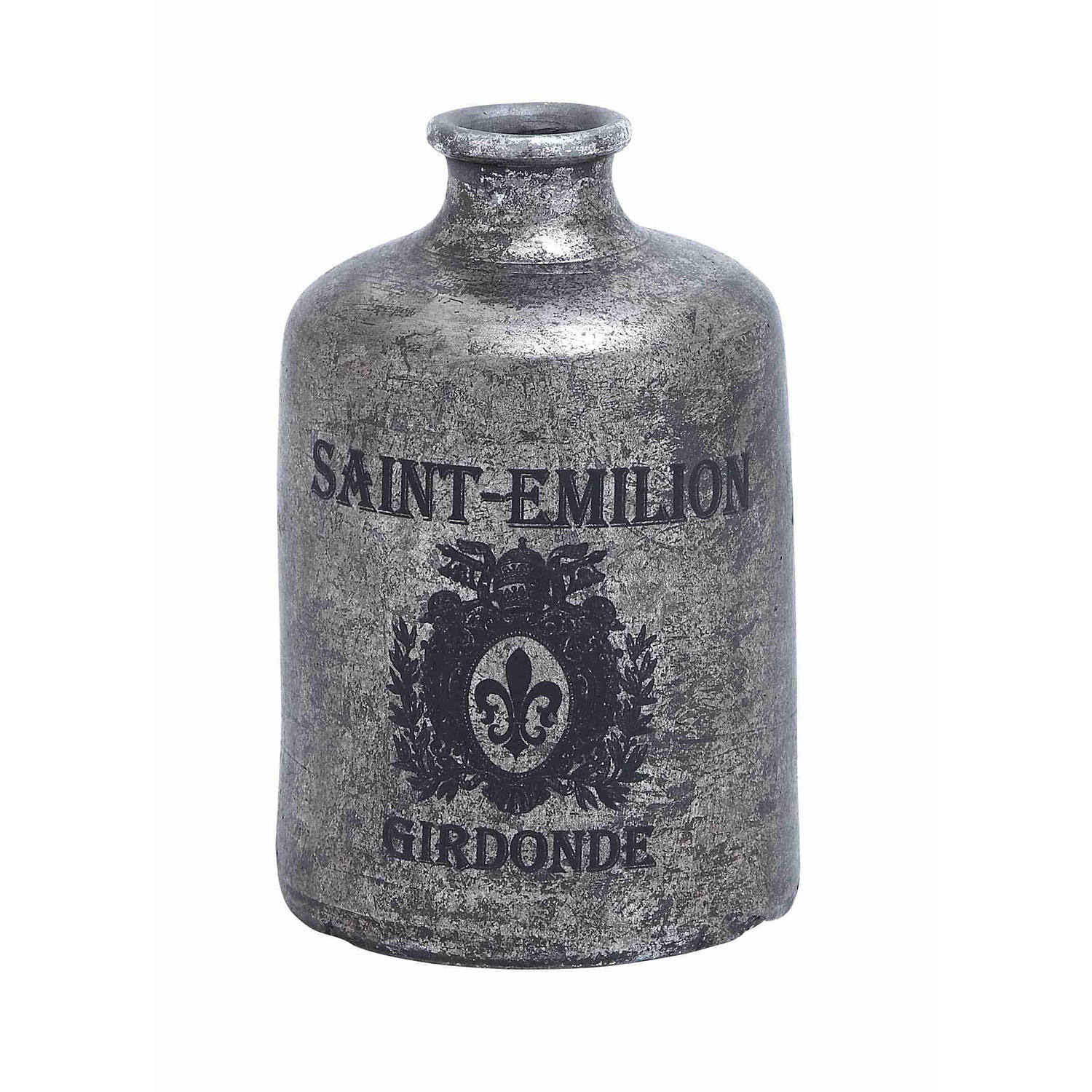 Antiqued Silvertone Decorative Terracotta Bottle