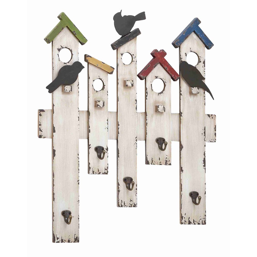 Wood and Metal Birdhouse Wall Hook