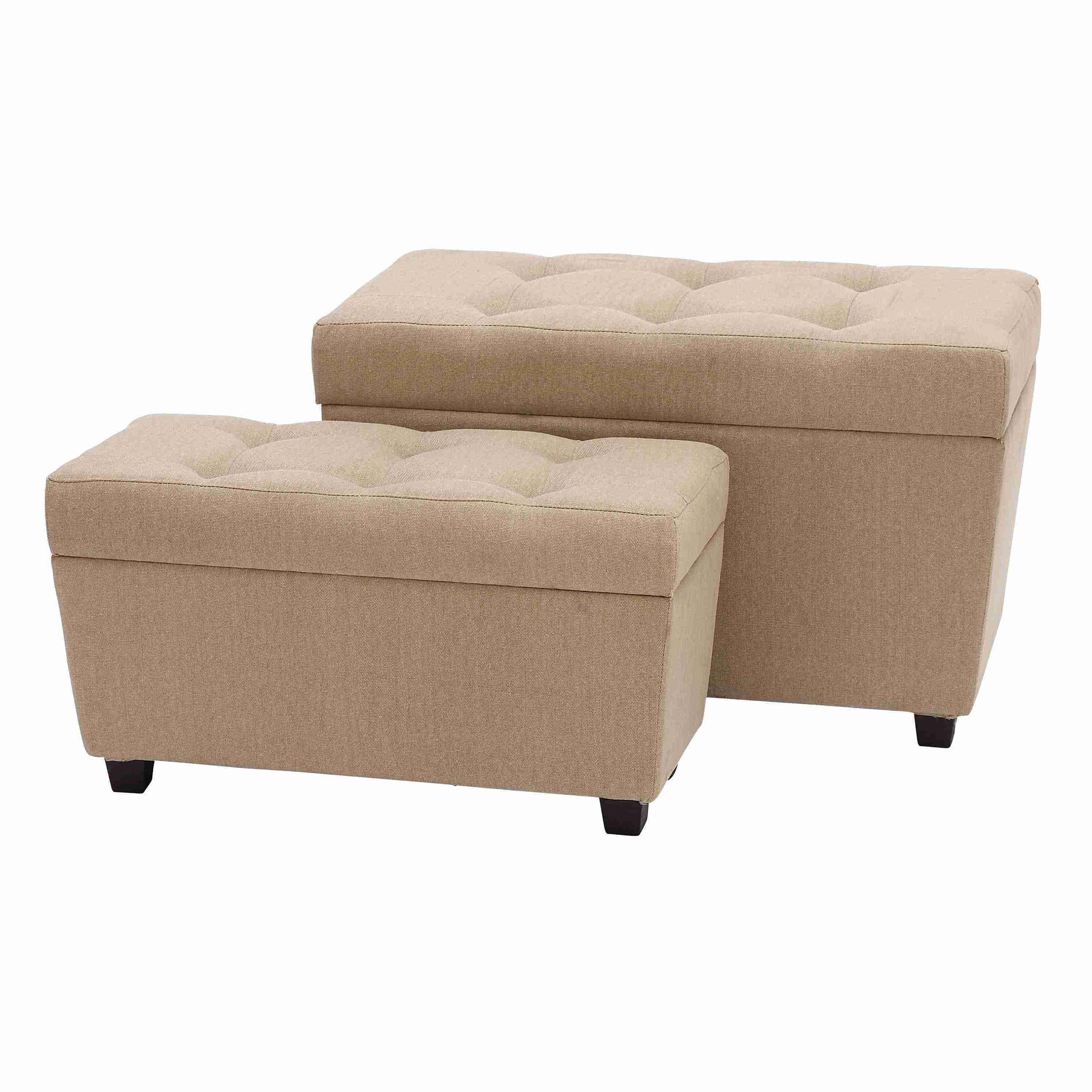 Rectangular Tufted Burlap Ottoman Set (set Of 2)