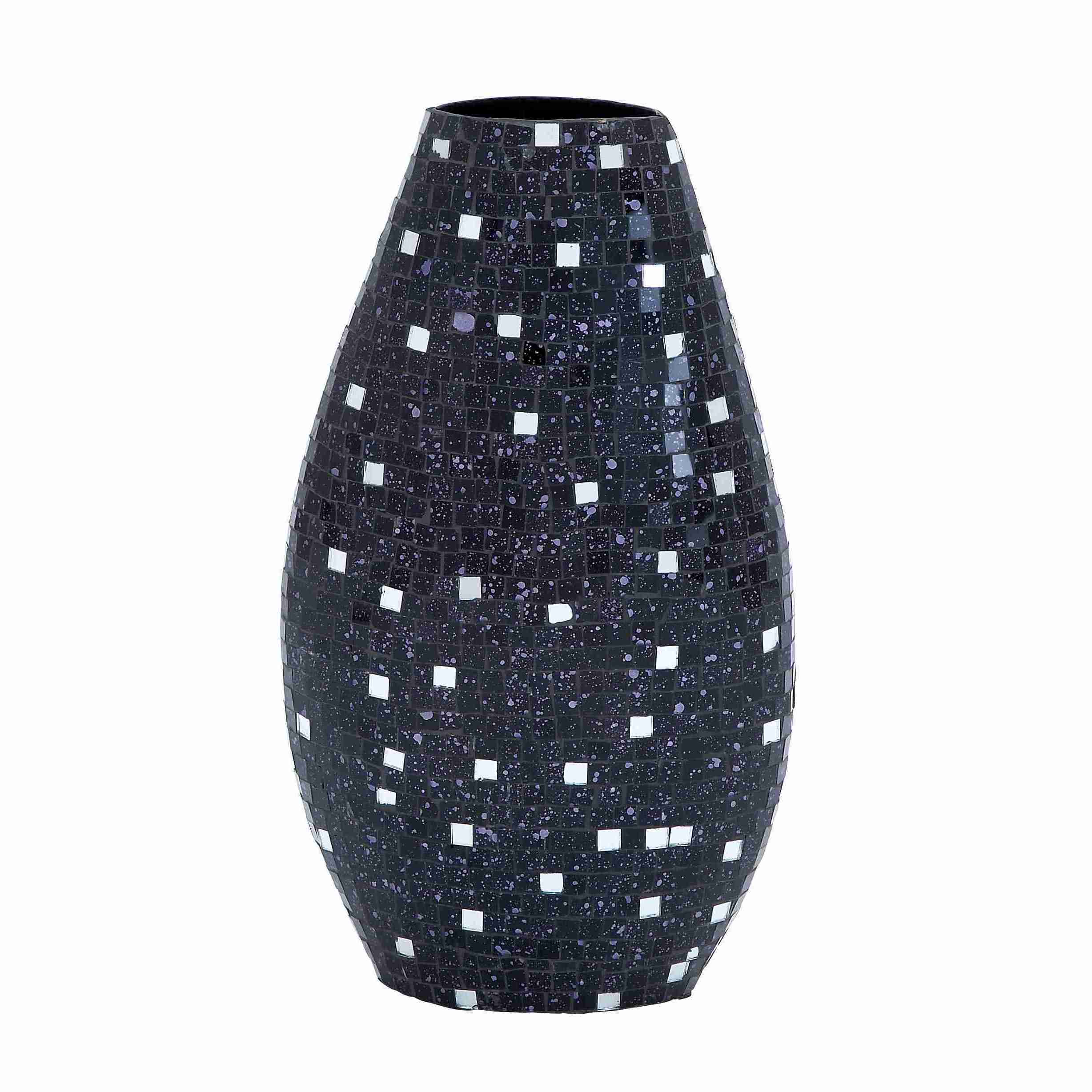Black Finish Metal Glass Vase