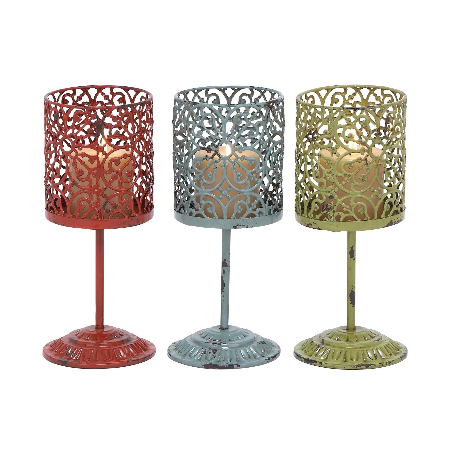 Beautiful Metal Candle (set Of 3)