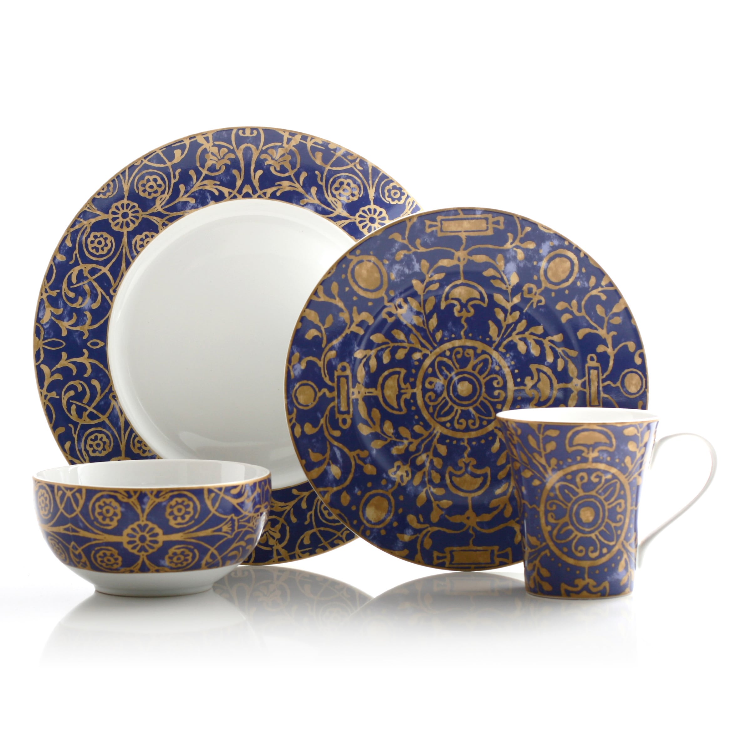 222 Fifth Pilar Blue 16 piece Dinnerware Set