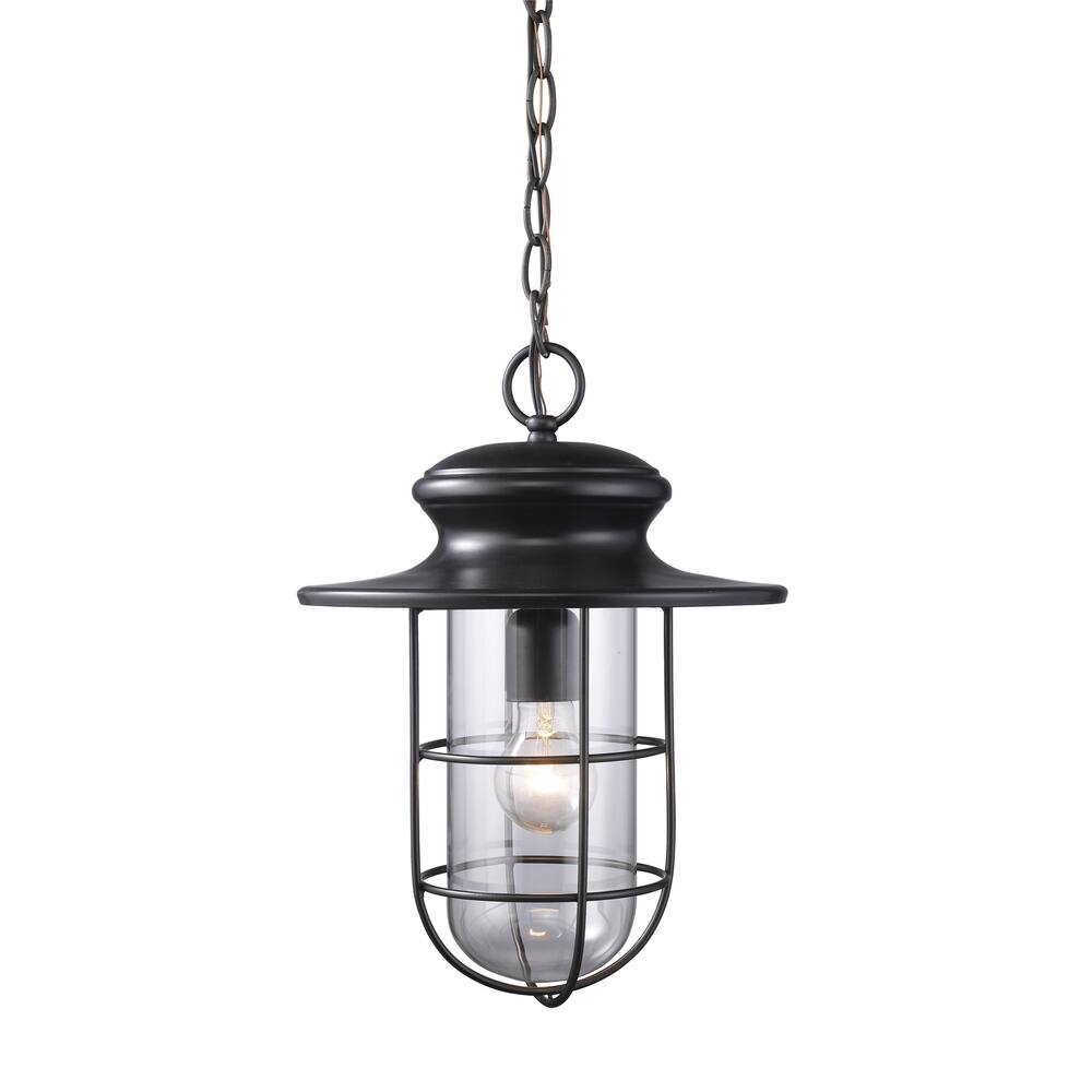 Elk Home Portside Matte Black With Clear Glass 1 Light Hanging