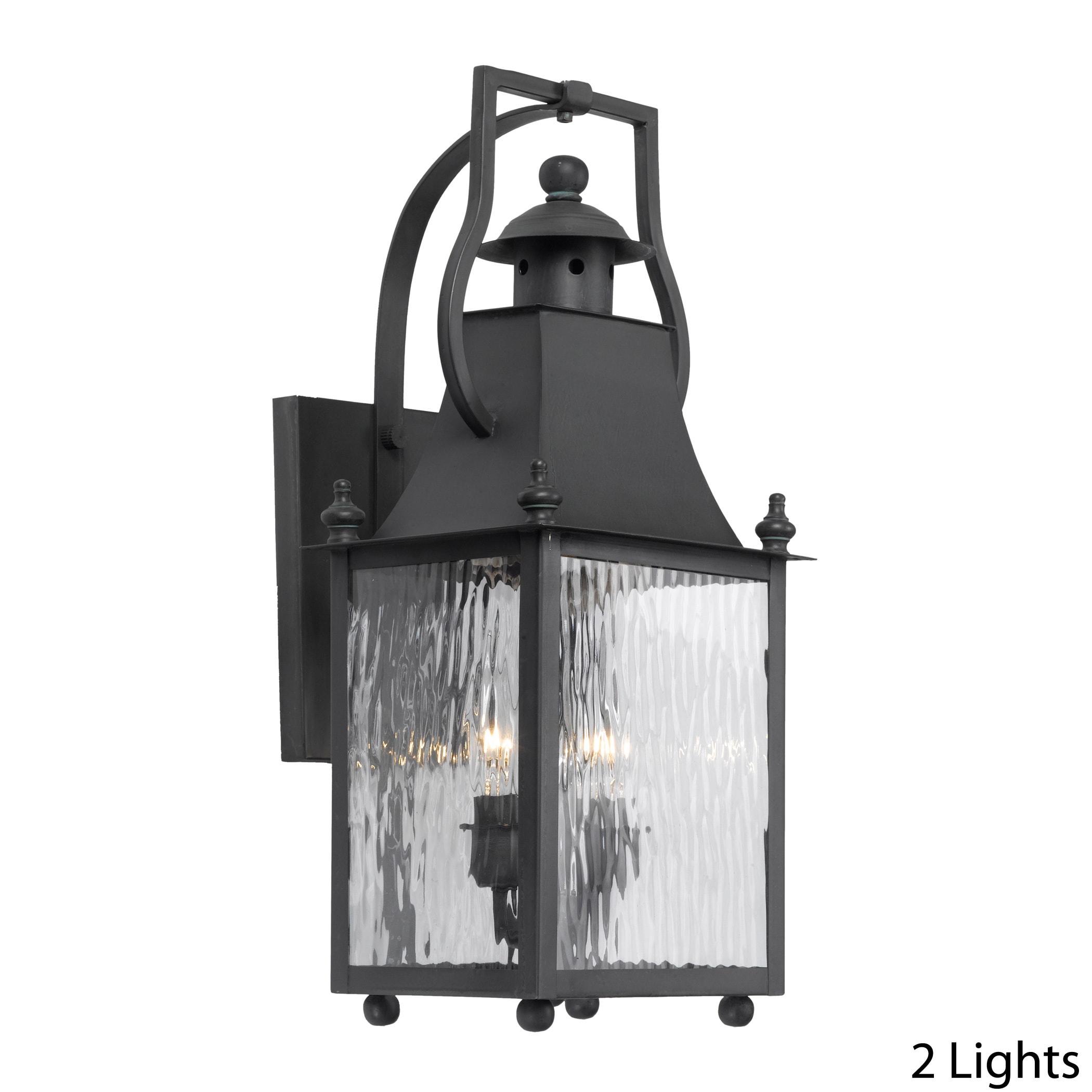 Plantation Collection Solid Brass Charcoal Finish Outdoor Wall Lantern