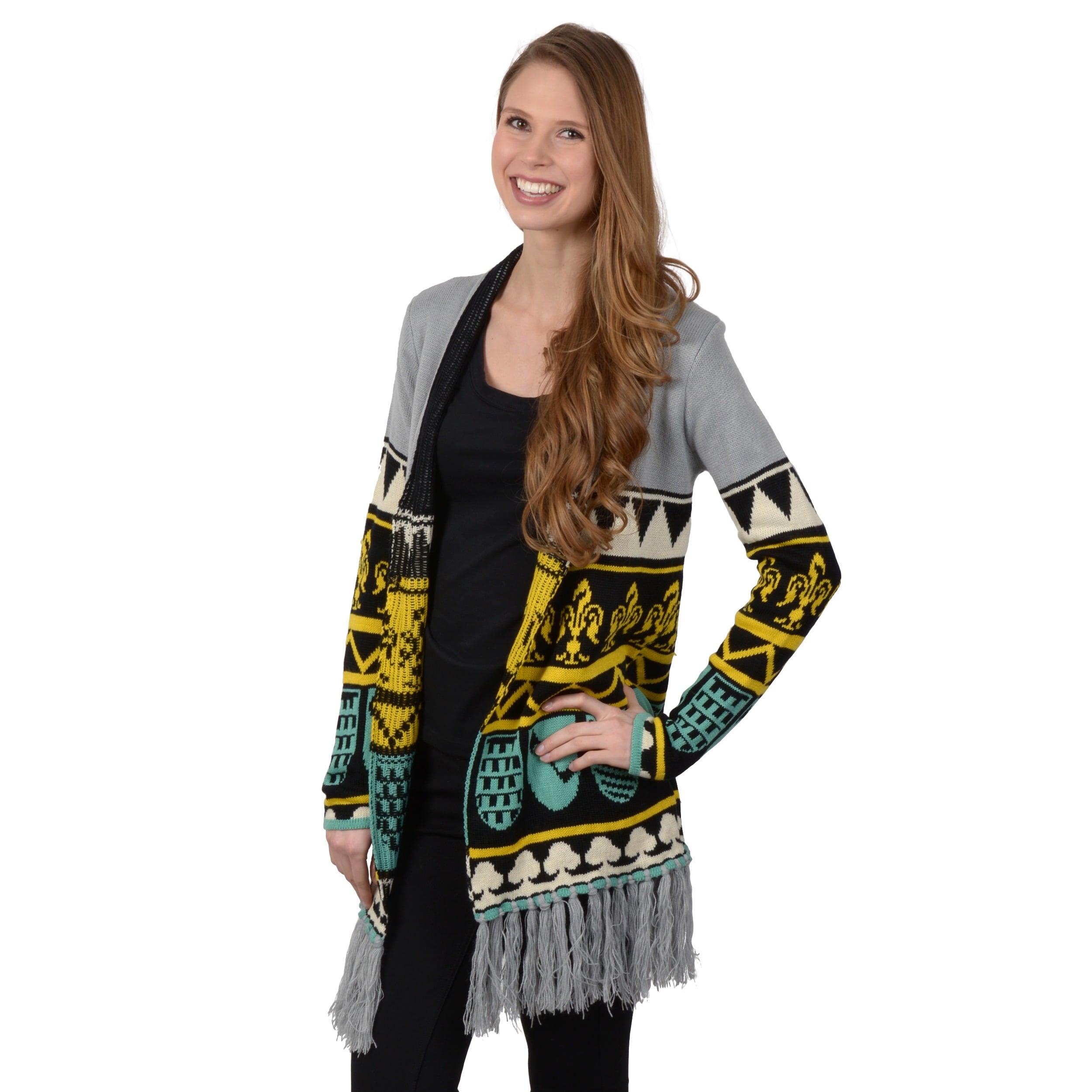 Journee Collection Juniors Fringed Open Front Cardigan