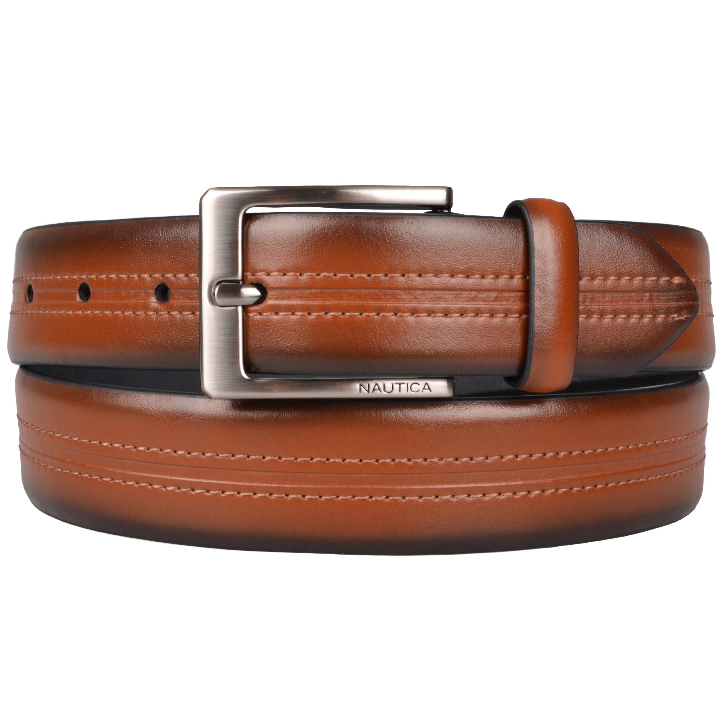 Nautica Mens Topstitched Genuine Leather Belt