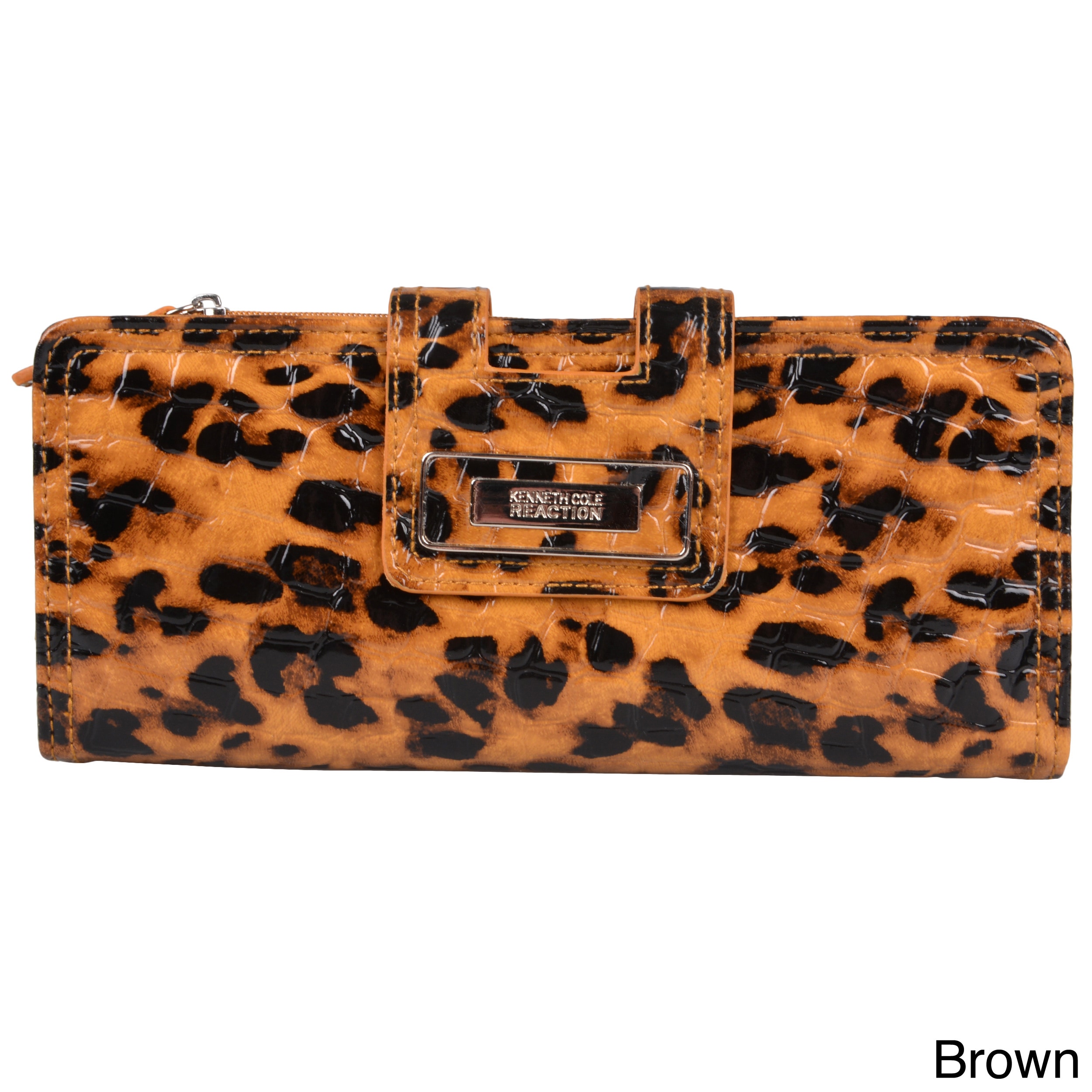 Kenneth Cole Reaction Womens Leopard Print Tab Clutch With Wristlet