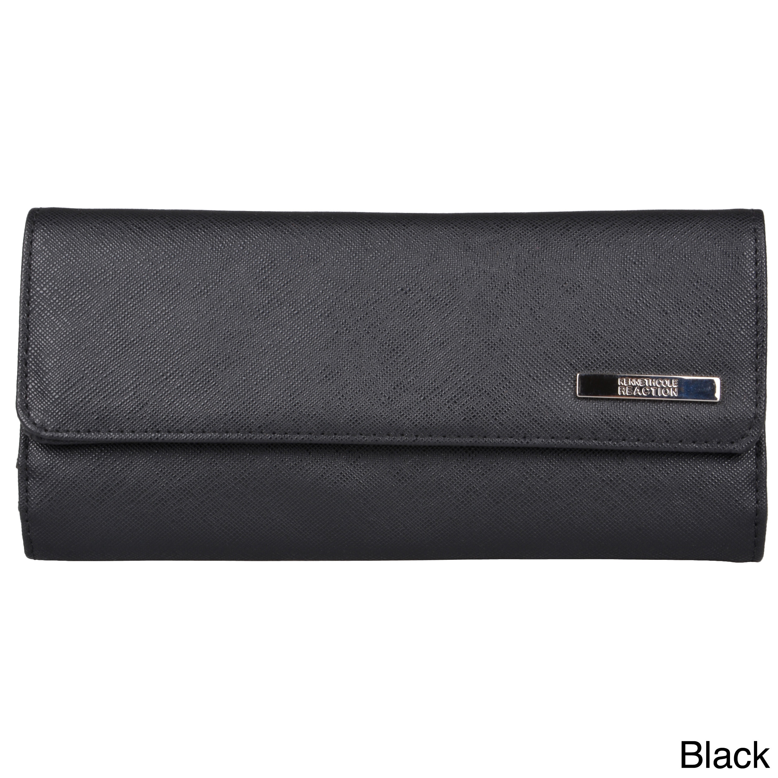 Kenneth Cole Reaction Womens Elongated Clutch Wallet With Textured Vinyl Exterior