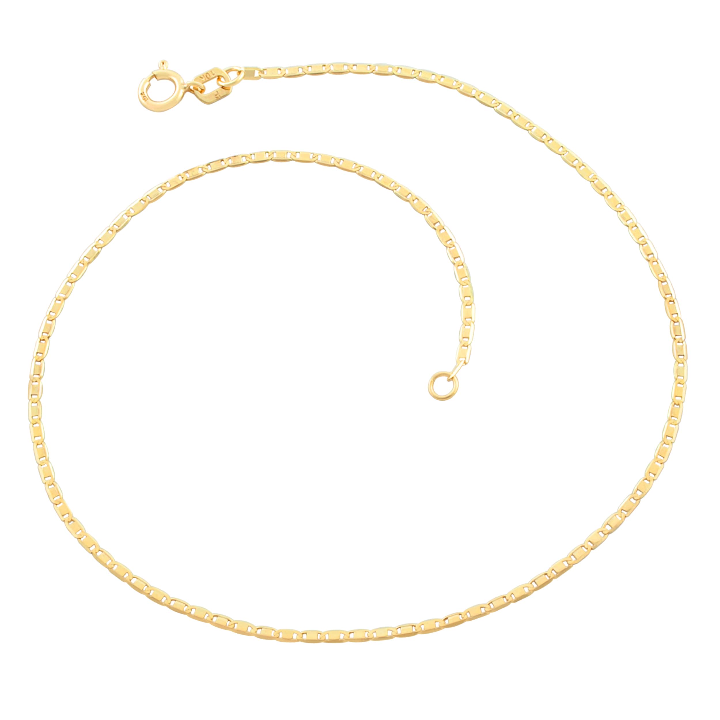 Au Naturale 10 Karat Yellow Gold 1.2-mm Valentino Link Anklet (10 inch)
