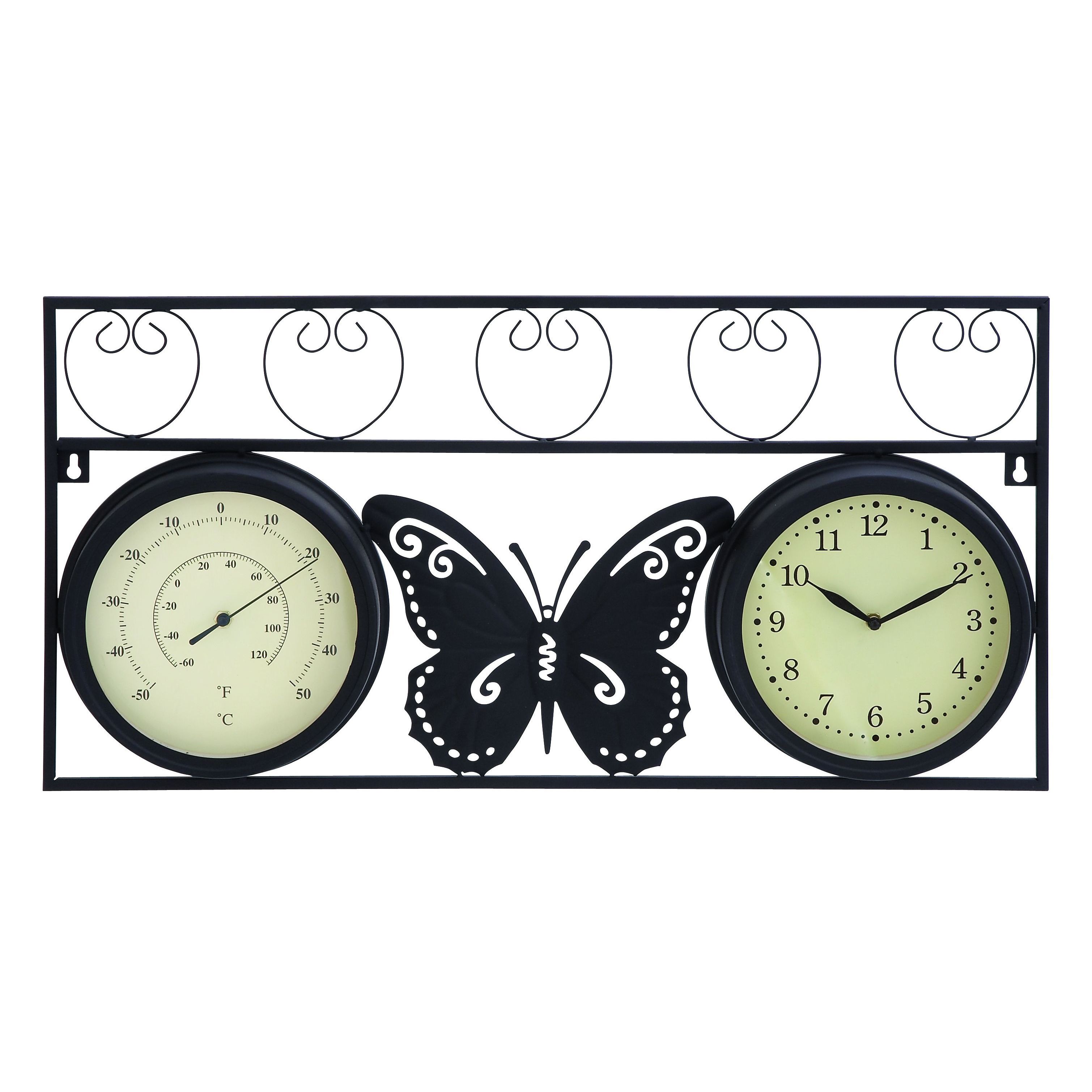 Metal Butterfly Clock Thermometer