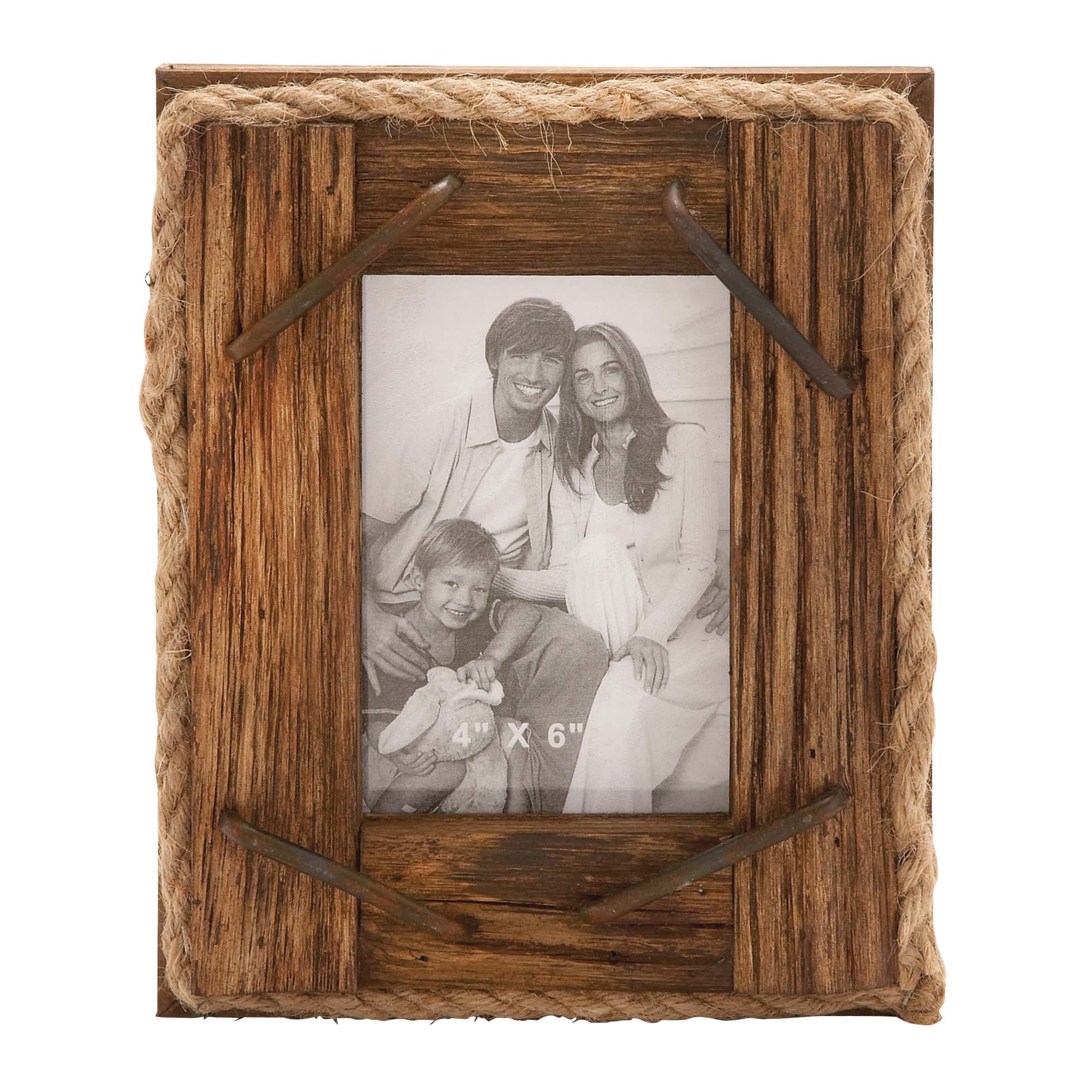 Benzara Natural Wood And Rope Photo Frame Brown Size Other