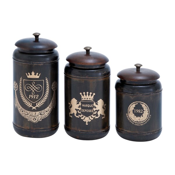Shop Benzara Matte Metal 3piece Canister Set Free Shipping Today