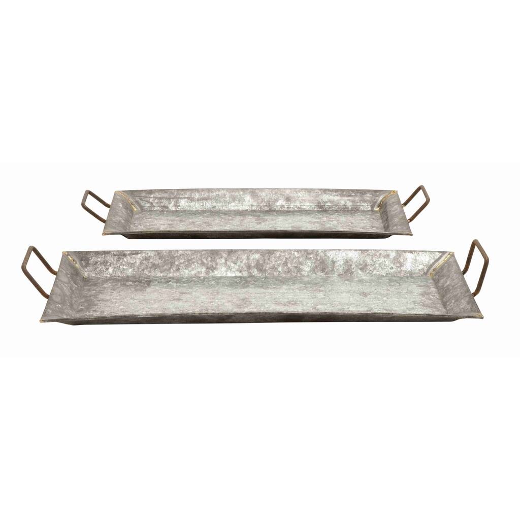 Decorative Metal Galvanized Trays (Set of 2)